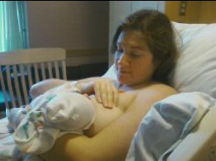 Nursing for the first time after birth